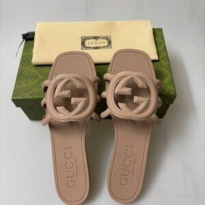 Gucci Light Beige Interlocking G Slide Sandal
